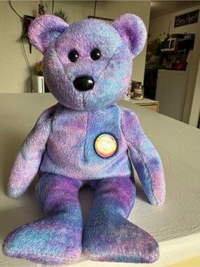 Ty Tie-Dye Purple and Blue Beanie Baby Teddy